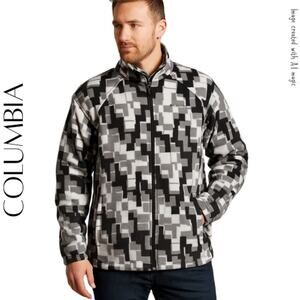 COLUMBIA Black, White & Gray Patterned Fleece Jacket, Size XL